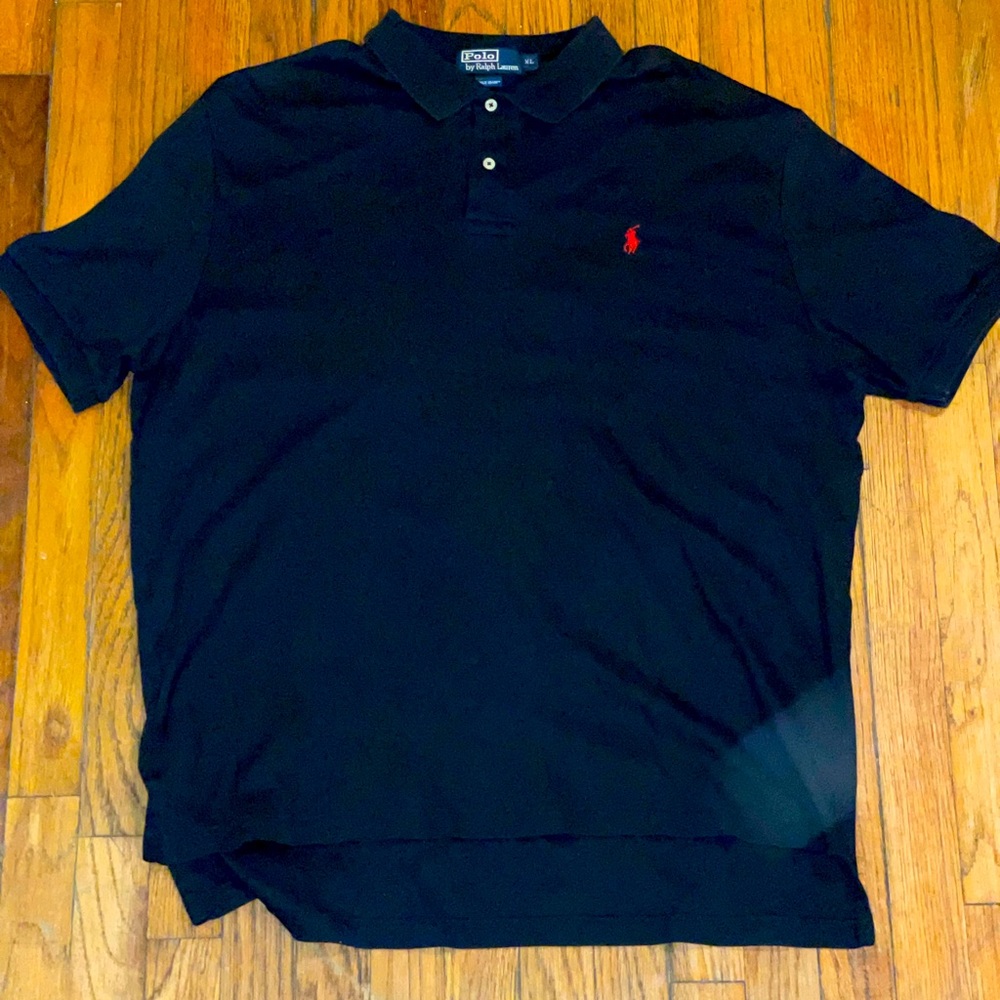 Polo Ralph Lauren Men’s black shirt with red pony, soft cotton. Size XL.